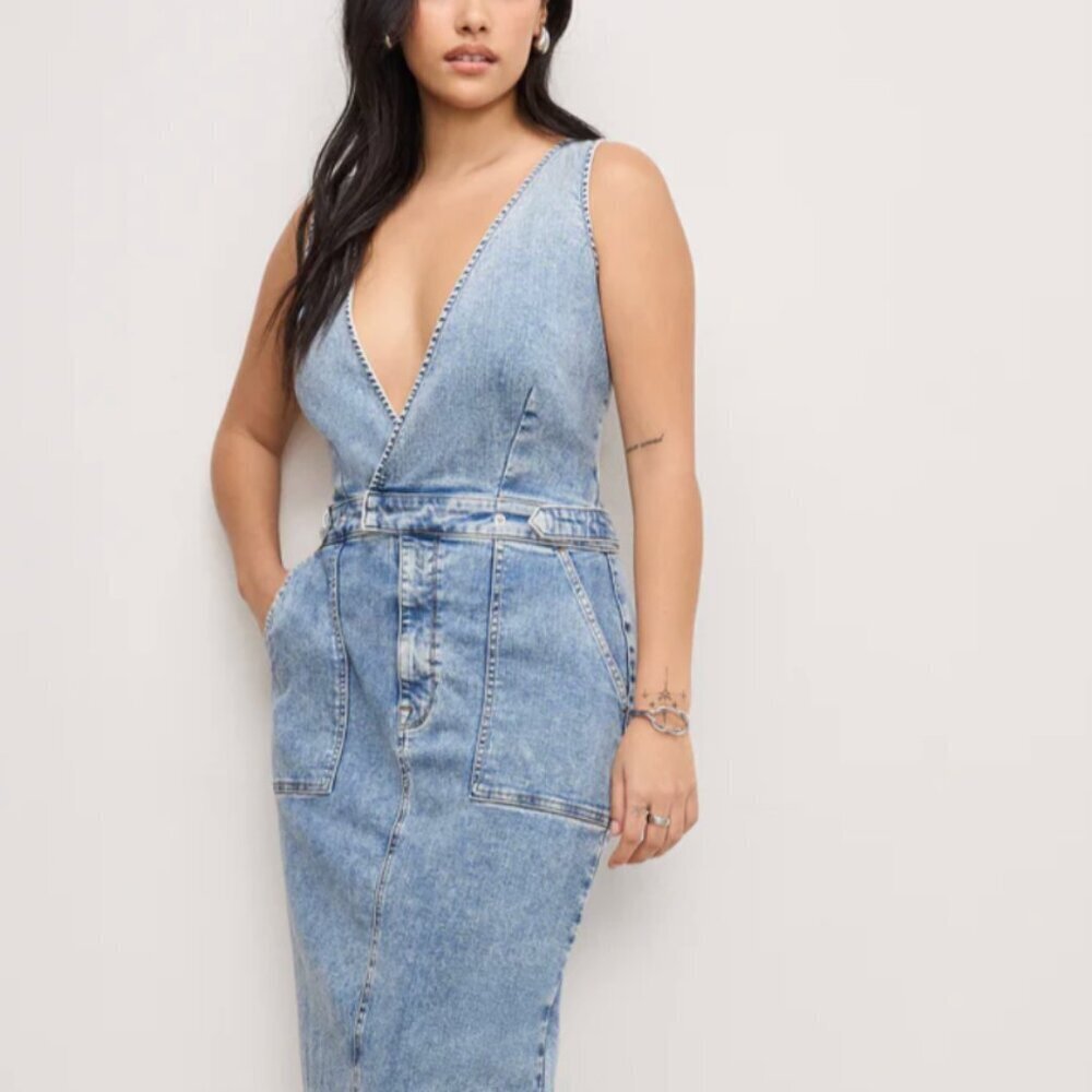 Good American Fit for Success V Neck Maxi Dress XS (tailored to XXS)